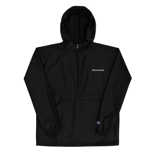 Embroidered Champion Packable Jacket - Black / S